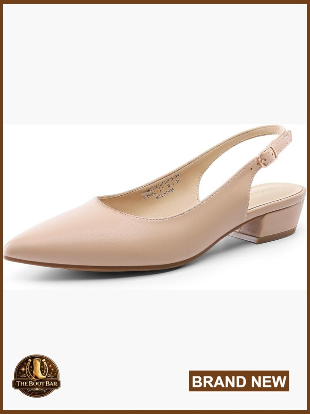 Kitten Slingback Low Block Heels Pointed Closed Toe Business Dress Shoes